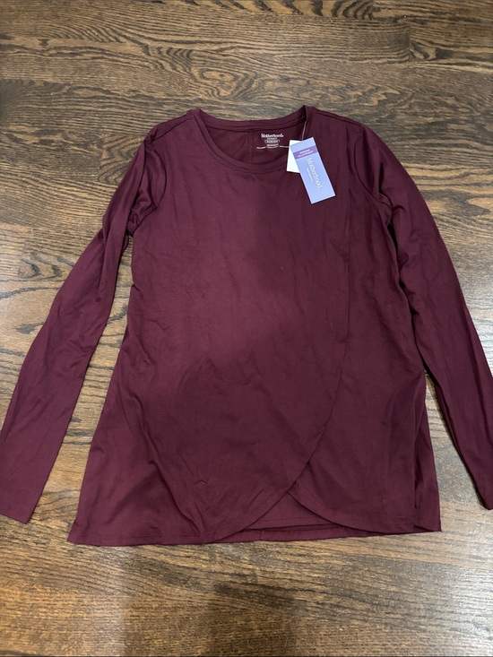 Motherhood Maternity Tops - Maternity Women's Long-Sleeve Burgundy Wrap-Front Top